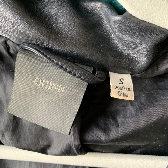 Black Leather Jacket with Ribbed Sleeves - Picture 5 of 5